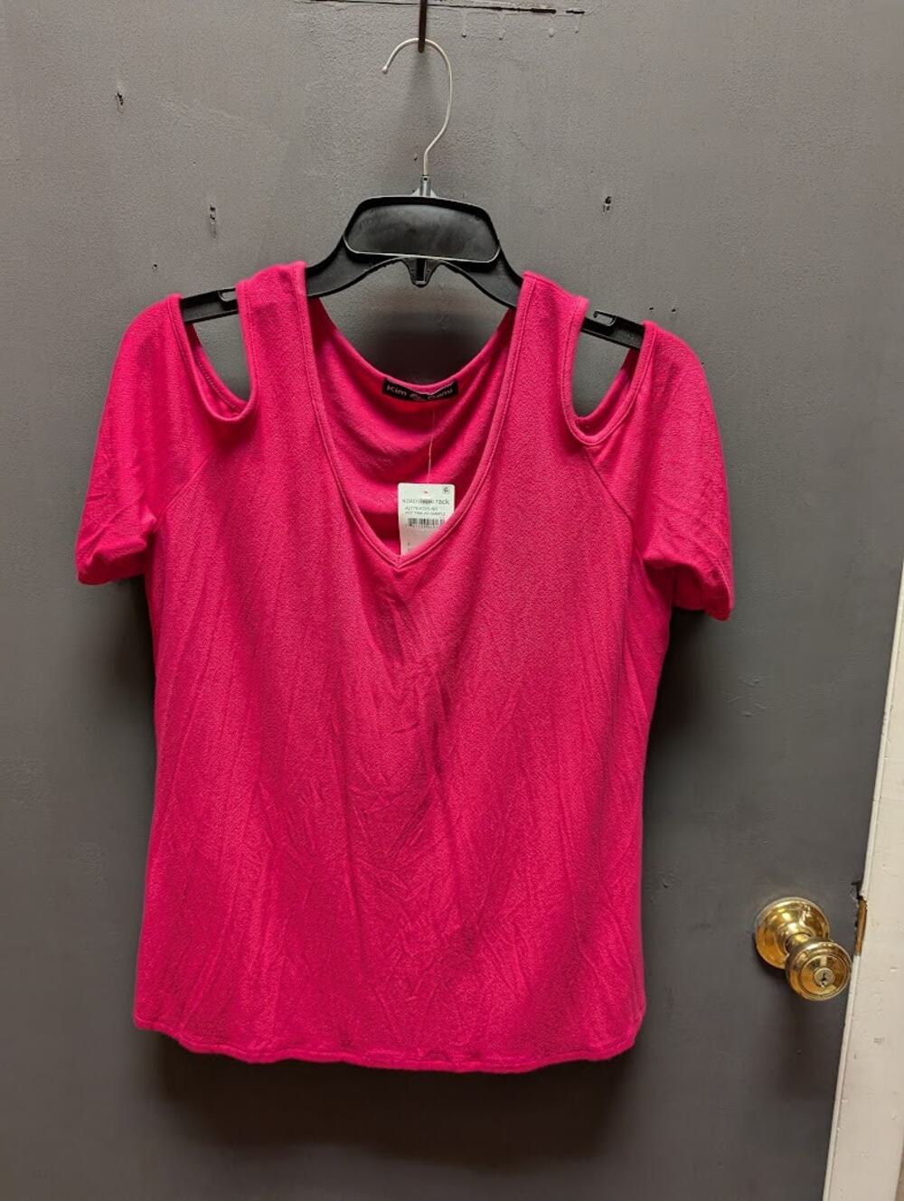 Kim & Cami Size Small Cold Should Hot Pink Blouse short sleeve top